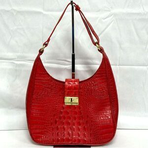 Authentic Brahmin Fallon Red Melbourne Croc Embossed Shoulder Bag